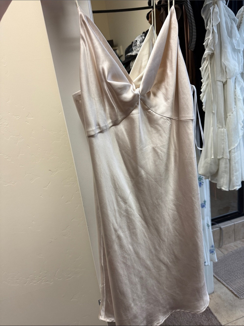 Princess Polly Satin Slip Dress in Champagne Blush